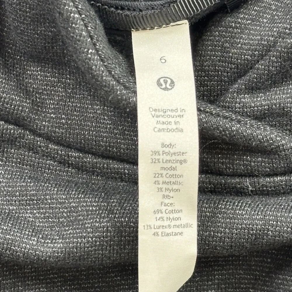 Lululemon Loungeful Cropped Pullover Hoodie Women's Size 6 Spark Black Athletic